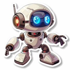 Cute robot on a White Canvas Sticker,vector image