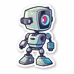 Cute robot on a White Canvas Sticker,vector image