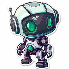 Cute robot on a White Canvas Sticker,vector image