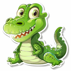 Fototapeta premium Cute crocodile catoon on a White Canvas Sticker,vector image