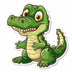 Fototapeta premium Cute crocodile catoon on a White Canvas Sticker,vector image