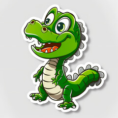 Fototapeta premium Cute crocodile catoon on a White Canvas Sticker,vector image