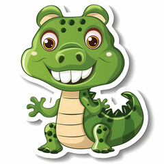 Obraz premium Cute crocodile catoon on a White Canvas Sticker,vector image