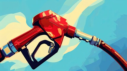 Vector illustration of a gasoline pump nozzle sign, depicting a fuel pump at a petrol station - obrazy, fototapety, plakaty