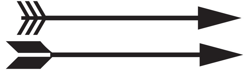 Obraz premium Long arrows icon set. Vector set of trendy long arrows left and right in flat style. Black arrows vector illustration. Icons isolated. Straight long right vector arrow icon. Replaceable vector design