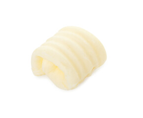 One tasty butter curl isolated on white