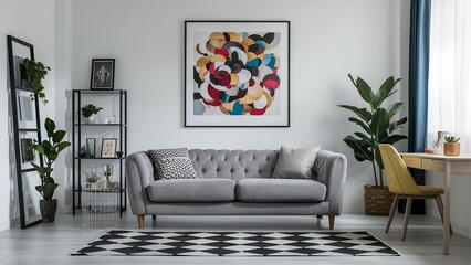 Black Sofa Pristine Chesterfield Furniture with pillow apartment living room in white wall background. Modern luxury Interior soft decorations on the walls Vase flower elegant empty Fashionable.