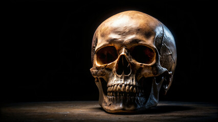 Black background with skull