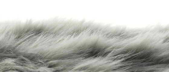 Soft grey faux fur isolated on white