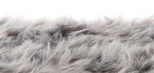 Soft grey faux fur isolated on white