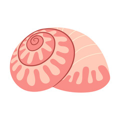 Hand drawn Seashell. Trendy flat style seashell illustration. Souvenir seashell isolated on white background. Vector illustration