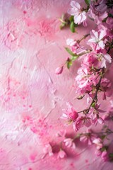 Close up of pink flowers on pink surface. Ideal for floral backgrounds