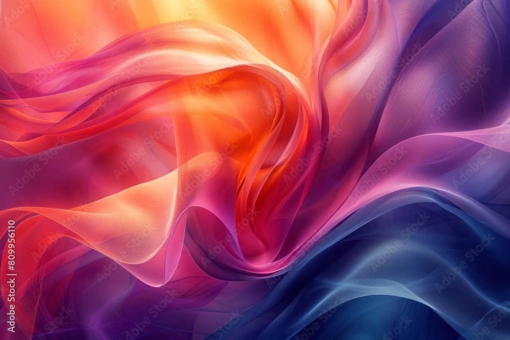 Leinwandbilder abstract digital artwork featuring a gradient background with dynamic swirling geometric shapes,