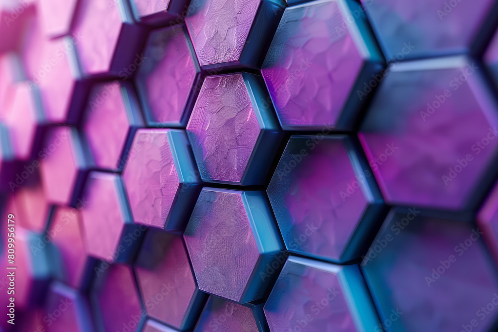 Poster Dynamic geometric wallpaper design with a gradient and moving hexagonal patterns,