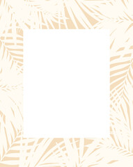 Obraz premium Delicate pastel frame made of silhouettes of tropical plants (leaves, twigs) in a flat style. For invitations, printing, branding, social networks and album covers, notepads