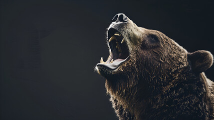 roaring grizzly bear. isolated against a background of solid color