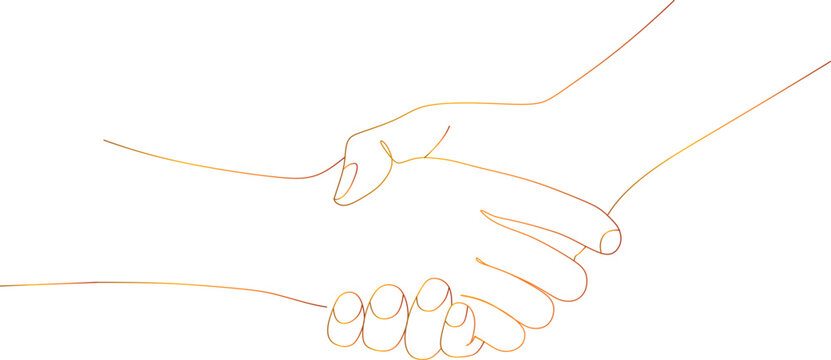 Handshake, agreement, introduction banner hand drawn with single line