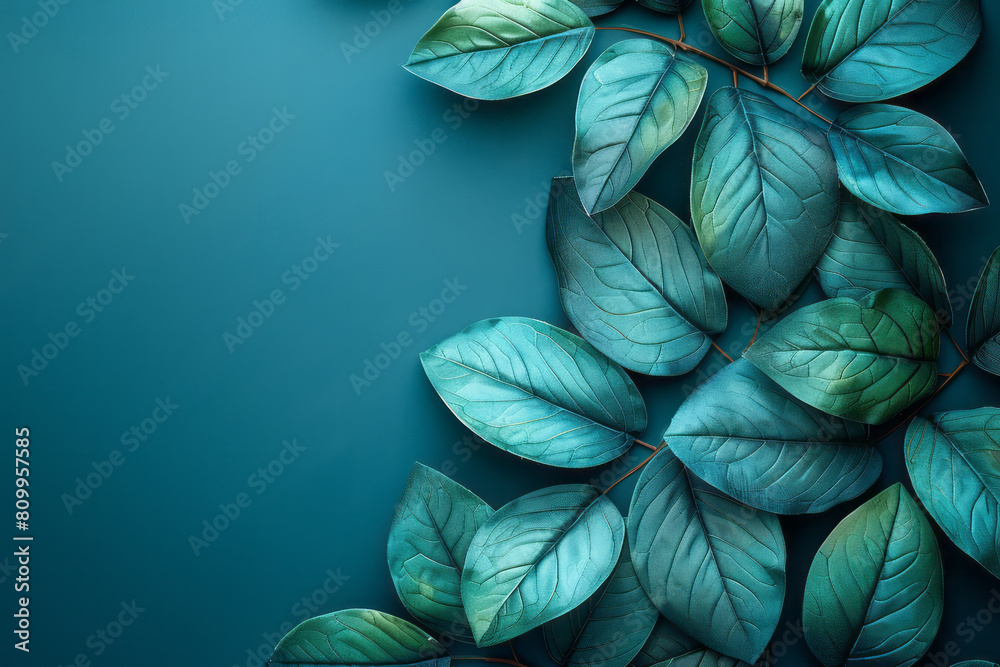 Poster business card design with a subtle gradient from leaf green to ocean blue, accented with a tropical 