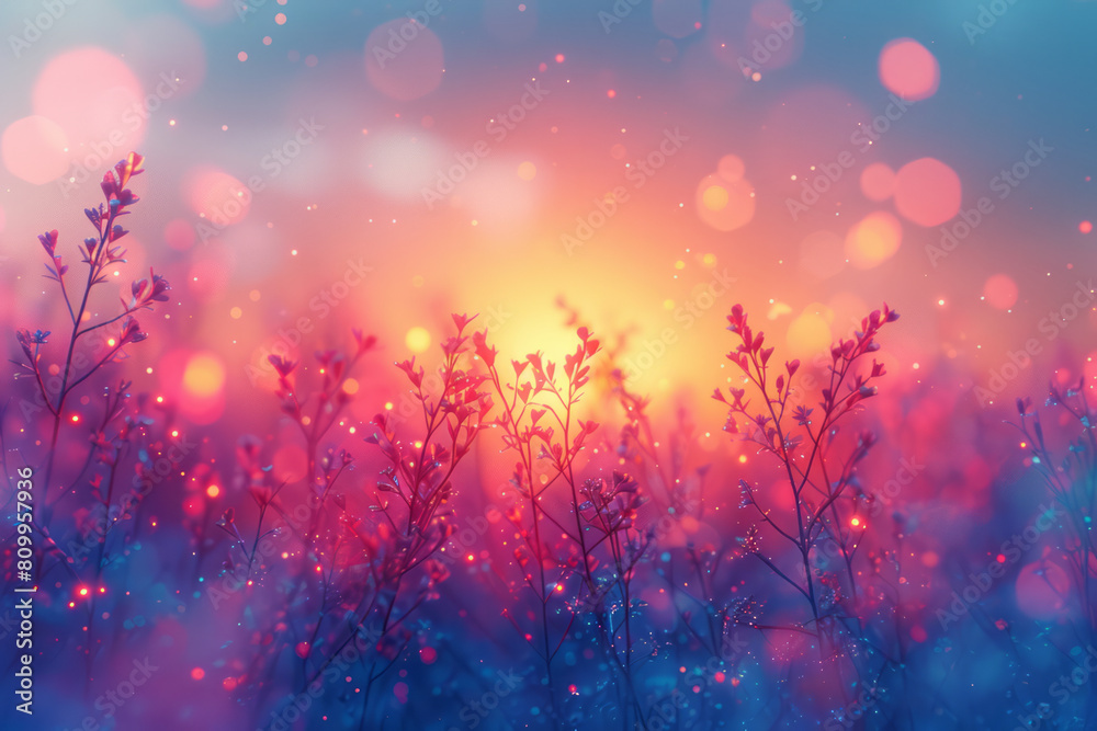 Poster Digital art piece with a soft blue to fiery red gradient background, representing a shift from tranquility to passion,