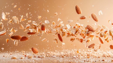Almond falls down from above in the advertisement image.