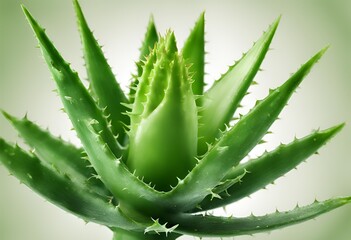 Close and detail of Aloe vera isolated on white