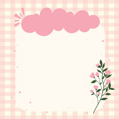 Cute kawaii pink pastel grid background notepad memo pad and scrapbooking element