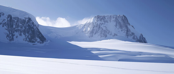 Pristine Winter Wonderland with Mountain Backdrop