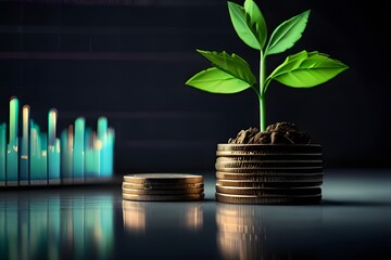 coins and plant. Interest rates and dividends play a balancing act in investments. as interest rates rise, stocks face pressure, while higher dividends attract investors seeking better returns.