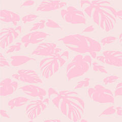 Fototapeta premium A fully editable seamless pattern in pastel colors with elements of tropical plant silhouettes. Digital illustration for fabrics, wallpaper, textiles, packaging paper, printing products, advertising