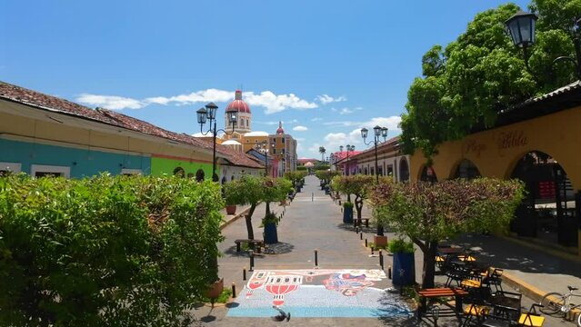View of the beautiful of the Lady of the Assumption Cathedral- yellow church in Granada Nicaragua 