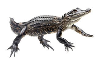 Obraz premium Juvenile Alligator with Detailed Scales on White Background