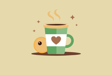 Friendship day background with coffee cup watercolor Vector