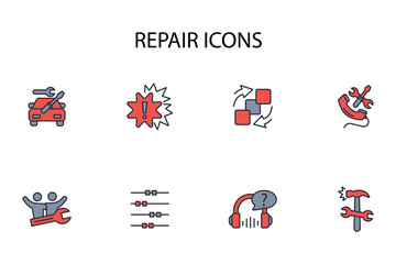 Repair icon set.vector.Editable stroke.linear style sign for use web design,logo.Symbol illustration.