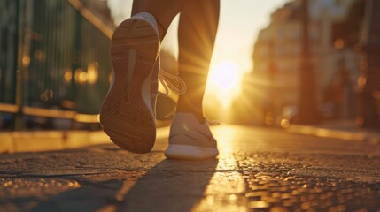 runner running on seaside beach on sunset, fitness runner during outdoor workout. Jogging at...