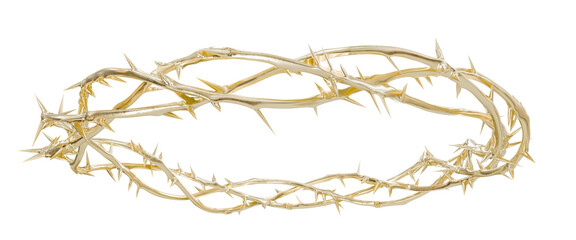 Golden Thorns Reimagined: This 3D artwork reimagines the iconic golden Crown of Thorns for contemporary Christian publications, a powerful symbol of Christ's suffering.