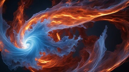 burning flames A stunning display of fire and ice plasma, creating a dynamic and energetic abstract background.  