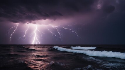 storm over the sea _A cosmic dance of forces, where the lightning and the sea are partners. The lightning is bright  