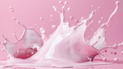 .Splash of milk with clipping path. 3D illustration, milk, liquid, drink, splashing, motion, dairy, beverage, cream, white, fresh, food, freshness, drop, Gen AI