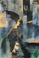 Colorful modern artwork, abstract paint strokes, oil painting on canvas. Acrylic art, artistic texture. Brush daubs and smears grunge background, hand painted pattern © CHREMOS