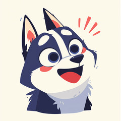 Cute cartoon dog. Vector illustration of a husky dog.