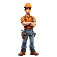 cartoon of Construction worker, isolated on transparent a white background