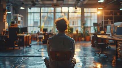 The Weight of Disconnection A person sitting alone in a crowded office