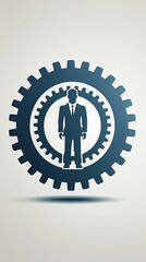 An icon depicting a human silhouette inside a cogwheel, illustrating the role of individual effort in driving business efficiency and operations