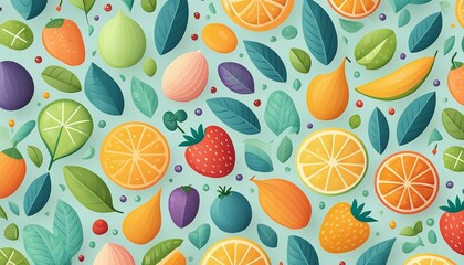 A pattern of fruit and vegetables