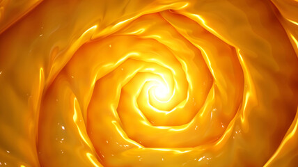 Blurred Hypnotic Spiral Swirling Yellow Hues with Dynamic Depth. Generative AI background image.