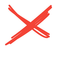 Handdrawn red X sign