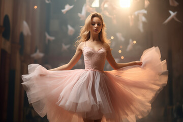 Fototapeta premium woman in white dress, dancer, 