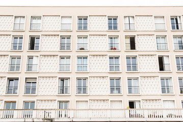 Modernist architecture in the socialist style in Le Havre, France. - obrazy, fototapety, plakaty