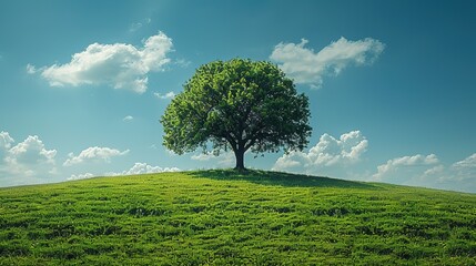 Green tree sky grass nature summer meadow green field horizon landscape