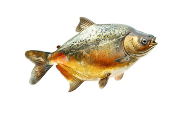 Naklejka premium Colorful Piranha Fish Isolated on White Background Freshwater Species Close-Up